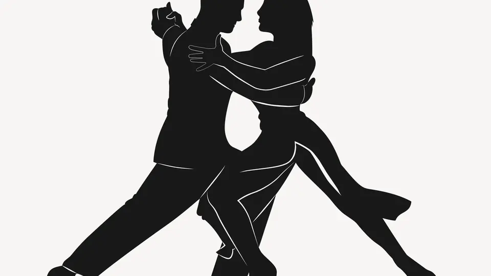 Incontri sesso e intesa: la silhouette di una coppia che balla il tango